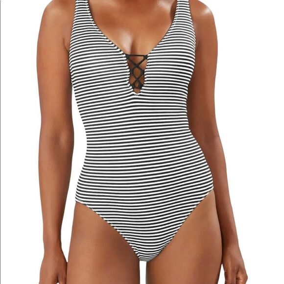 Tommy Bahama Breaker Bay One Pc Reversible Bathing Suit Sz 12 NWT - Picture 1 of 12
